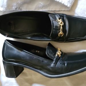 Coach black heeled loafer